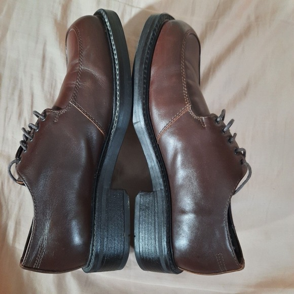 Mens Dress Shoes 9M Brown Leather Derby Oxford Square Apron Toe Lace Up Unlisted - Picture 6 of 9